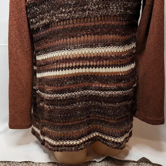 BKE Fringed Brown Sweater Open Cardigan Size Small - Picture 7 of 16